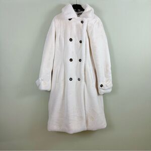 Apparis Faux Fur White Double Breasted Winter Trench Coat